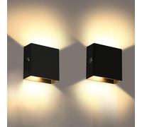 LED Applique Murale Batterie USB Rechargeable Lampe Murale Luminosité Réglable Tactile Éclairage Mural Interieur Sans Fil Luminaire Mural Chambre Escalier Magnétique L'armoire (2 Packs,Schwarz)