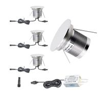 LED Applique Murale Encastrable 12-24V IP67 Luminaire4pcs Blanc Chaud 3000K | Diamètre de Perçage Ø28-30mm Lumière de Marche, Pour Chemin De Jardin Escalier Extérieur Patio Garage Entrées Bateau Caravane