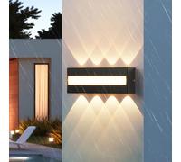 LED Applique Murale Extérieur 3000K IP65 Aluminium 14W, 22L x 5B X 8H cm | 8 Spots Haut/Bas + Barre Centrale, Effet 3D, LED Driver Stable, Économe, Moderne Lampe - pour Terrasse, Jardin, Balcon