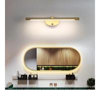 LED Applique Murale Miroir Salle de Bain Lampe Murale Intérieur avec Interrupteur Luminaire Mural Moderne Etanche Éclairage Mural Fer pour Coiffeuse Lavabo Salle de Bain (Or-Lumière Neutre,46cm)