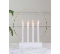 Bougeoir LED en bois blanc avec interrupteur, décoration de Noël pour rebord de fenêtre, H 35 cm