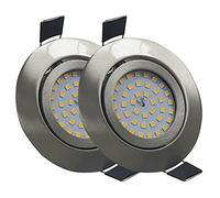 LED ATOMANT 2x Downlight LED Encastrable Acier Découpe 75mm 7W Blanc Chaud