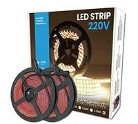 LED ATOMANT Lot de 2 Rouleau de 5 mètres de Ruban LED Directe 220V, 12W/m, Couleur Blanc Froid (6500K), Imperméable (IP65), Coupe tous les 10cm