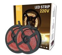 LED ATOMANT Lot de 2 Rouleau de 5 mètres de Ruban LED Directe 220V, 12W/m, Couleur Blanc Neutre (4500K), Imperméable (IP65), Coupe tous les 10cm