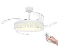 LED ATOMANT Lot de 4 Ventilateur de Plafond avec Lumière LED 40W, Moteur DC 32W, Ø 109cm, CCT, Réglable, 4100LM, 4 Pales rétractables, 6 Vitesses Silencieux, Mode été/hiver, Avec télécommande