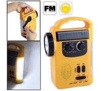 Led avec panneau solaire lanterne de secours à à manivelle à énergie de la dynamo / multi-fonction lampe de poche à del extérieure avec radio am / fm G