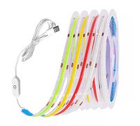LED Bande COB Flexible haute densité avec interrupteur tactile, USB 5V, 320 leds, lumière linéaire dimmable, led ruban avec adésif pour maison décoration (3m, Blanc froid)