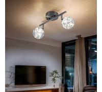 Plafonnier spot LED Plafonnier LED 2 flammes Plafonnier deux spots, boules de verre orientables avec guirlande lumineuse, 2x LED 3,5W 350Lm blanc chaud, L 30 cm
