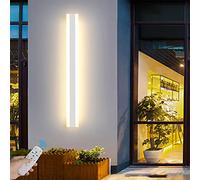 LED Blanc Dimmable Applique Murale Exterieur/Interieur avec Télécommande Terrasse Lampe Murale Extérieure Longue Barre Jardin Eclairage Mural Moderne IP65 Étanche pour Terrasse Garage (80cm 46W)