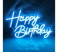 LED Bon anniversaire Signe néon glace bleu nuit atmosphère lumière chambre à coucher salon décoration lumière fête d'anniversaire surprise alimentation USB pour fond fête chambre à coucher 5V,16,5X11
