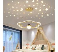 LED Ciel Étoilé Lustre Fleur Design Chambre d'enfant Lampe Suspendues Dimmable Salle à Manger Suspension Garçon Fille Chambre Lampes Table à Manger Pendentif Intérieur Éclairage Lumières,d'or,40cm