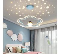 LED Ciel Étoilé Lustre Fleur Design Chambre d'enfant Lampe Suspendues Dimmable Salle à Manger Suspension Garçon Fille Chambre Lampes Table à Manger Pendentif Intérieur Éclairage Lumières,Bleu,50cm