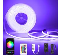 LED COB Ruban RGBW 24V 5M dimmable avec télécommande et bloc d'alimentation Bande RGB + blanc chaud 3000 K, haute densité 784 LED/m, contrôlable via application, compatible avec Alexa et Google Home