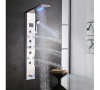 LED Colonne de douche hydromassage panneau de douche avec 5 fonctions en acier inoxydable 304, mélangeur de massage, pomme de douche fixe, douche et bouche baignoire pour salle de bain