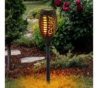 LED Design Solaire Prise Lampe Extérieur Pointe Feu Effet Flacker de Jardin