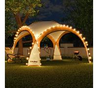 LED Event Pavillon XXL DomeShelter 450cm Garten inkl. Solarmodul Designer Tente de jardin Camping Tente de fête avec éclairage - orange