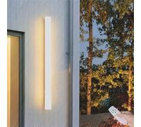 LED Exterieur Jardin Applique Murale avec Télécommande Dimmable Étanche IP65 Lampe Murale Extérieure Interieur Longue Barre Terrasse Eclairage Mural Luminosité Réglable pour Garage Blanc (100CM)
