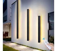 LED Exterieur Jardin Applique Murale avec Télécommande Dimmable Interieur Lampe Murale Noire Design Applique Exterieure IP65 Etanche Spots Muraux Terrasse Garage Couloir Chambre Luminaire (30cm 16W)