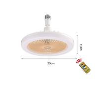 LED Fan Plafonnier,WOVTE 25cm E27 bouche à vis dimmable chambre dortoir petit ventilateur avec télécommande 30w(beige)