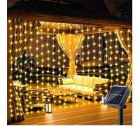 LED Guirlande lumineuse Rideau lumineux LED Guirlande lumineuse Solaire Cascade de 3m x 3m 300 LED pour l'Extérieur, le Étiquette