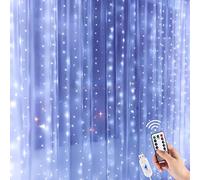 LED Guirlande sans crochet, Guirlande lumineuse LED rideau de 3M long (1m/2m/3m haut), led bande, bandeau pour décoration de fête de mariage et noël, télécommande USB, (3mx2m, Blanc froid)