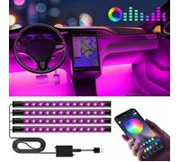 LED intérieur de voiture - Bande LED 4 pièces - Multicolore - Contrôle APP - Rechargeable USB