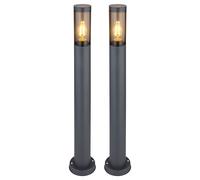 LED Lampadaire éclairage extérieur Lampe de socle fumée anthracite Lampadaire extérieur jardin, acier inoxydable plastique, 1x 7W 630Lm blanc chaud, DxH 7,6x80 cm, 2er Set