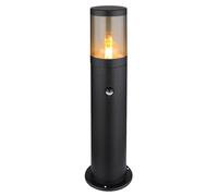LED Lampadaire extérieur Détecteur de mouvement Lampe d'extérieur en acier inoxydable, résistant aux éclaboussures jardin, noir fumé, 1x E27 filament LED blanc chaud, DxHxB 14x50x10,2cm