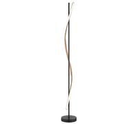 LED Lampadaire noir Lampe sur pied imitation bois Lampe de salon courbée, aluminium métal, 30W 1225Lm blanc chaud, DxH 20x150,7 cm