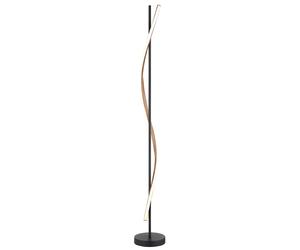 LED Lampadaire noir Lampe sur pied imitation bois Lampe de salon courbée, aluminium métal, 30W 1225Lm blanc chaud, DxH 20x150,7 cm