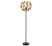 LED Lampadaire Noir Or Lampadaire Salon Design Feuilles Cristaux, 7W 806lm blanc chaud, DxH 40x157 cm