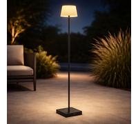 LED Lampadaire Touchdimmer USB Lampe d'extérieur Batterie Lampadaire CCT, métal plastique brun noir, 4W 155Lm 3000K 4000K 5000K, H 120 cm