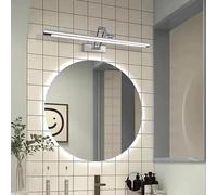 LED Lampe Miroir Salle de Bain Applique Murale Bras Réglable Pliable Luminaire Mural Rotation à 350° Moderne Eclairage Mural pour Tableaux Chambres Salon Coiffeuse (Argenté Lumière Blanche,70cm)