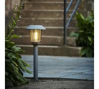 LED Lampe solaire de chemin 'Filipp' - acier inoxydable - 2 LED blanc chaud - H : 60cm - détecteur de crépuscule - anthracite