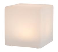 LED Lampe solaire d'extérieur Lampe solaire Décoration de jardin Piquet de terre Cube blanc, plastique, blanc chaud, LxlxH 20x20x21 cm