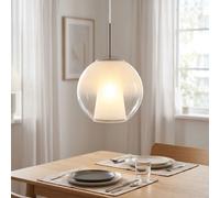 LED Lampe Suspendue Globo Hängelampe Salle à Manger Nickel Verre Opale 120 cm