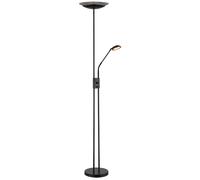 LED Lampes de plafond Lampadaire Lampe de salon Chambre à coucher, métal noir verre fumé plastique, dimmable bras de lecture pivotant Flexo, 18W 1140lm 3000K blanc chaud, H 178,5 cm