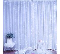LED Light Curtain, USB Curtain Fairy Lights Indoor/outdoor, Backdrop Window Curtain Lights 8 Modes With Hooks, for Party Decoration Bedroom Wedding Birthday Garden Window (White,3 * 3M)