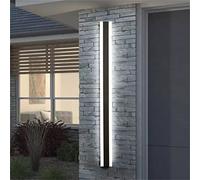 LED Longue Villa Applique Murale Extérieure Porche Luminaire Mural IP65 Jardin Lampe Murale Noir Longue Barre Lumineuse Aluminium Acrylique Up Down Terrasses Spots Muraux (6000K Blanc Froid,120CM)