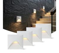 LED Lumiere Encastrable 3W 220V IP65 Spot Escalier 4Pcs Blanc Chaud 3000K | 85V-265V Spot Marche Escalier Interieur Extérieur, Pour Couloir Contre Cage D'Escalier Montée Mur De Coin Angle Cloison Placo