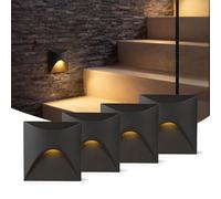 LED Lumiere Encastrable 3W 220V IP65 Spot Escalier 4Pcs Noir Chaud 3000K | 85V-265V Spot Marche Escalier Interieur Extérieur, Pour Couloir Contre Cage D'Escalier Montée Mur De Coin Angle Cloison Placo