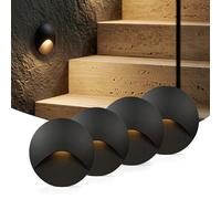 LED Lumiere Encastrable 3W 220V IP65 Spot Escalier 4Pcs Noir Chaud 3000K | 85V-265V Spot Marche Escalier Interieur Extérieur, Pour Couloir Contre Cage D'Escalier Montée Mur De Coin Angle Cloison Placo