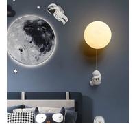 LED Lune Astronaute Applique Murale 3D Imprimé Lune Éclairage Mural Veilleuse Chambre d'Enfant Applique Murale Décorative,15cm