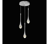 LED Lustre Cristal,Argent Goutte D'Eau Salon Dimmable chandelier,150 Cm /59"RéGlable En Hauteur Suspension Luminaire Plafonnier,Convient Pour Chambre Coucher,îLot De Cuisine,Couloir,Couloir, 3-Lustre