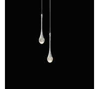 LED Lustre Cristal,Argent Goutte D'Eau Salon Dimmable chandelier,150 Cm /59"RéGlable En Hauteur Suspension Luminaire Plafonnier,Convient Pour Chambre Coucher,îLot De Cuisine,Couloir,Couloir, 2-Lustre