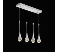 LED Lustre Cristal,Argent Goutte D'Eau Salon Dimmable chandelier,180 Cm /70.9"RéGlable En Hauteur Suspension Luminaire Plafonnier,Convient Pour Chambre Coucher,îLot De Cuisine,Couloir,Couloir,4-Lustre