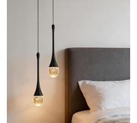 LED Lustre Cristal,Noir Goutte D'Eau Salon Dimmable chandelier,150 Cm /59"RéGlable En Hauteur Suspension Luminaire Plafonnier,Convient Pour Chambre Coucher,îLot De Cuisine,Couloir,Couloir, 2-Lustre