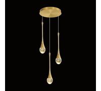 LED Lustre Cristal,Or Goutte D'Eau Salon Dimmable chandelier,150 Cm /59"RéGlable En Hauteur Suspension Luminaire Plafonnier,Convient Pour Chambre Coucher,îLot De Cuisine,Couloir,Couloir, 3-Lustre