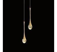 LED Lustre Cristal,Or Goutte D'Eau Salon Dimmable chandelier,150 Cm /59"RéGlable En Hauteur Suspension Luminaire Plafonnier,Convient Pour Chambre Coucher,îLot De Cuisine,Couloir,Couloir, 2-Lustre