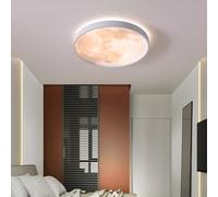 LED Moon Plafonnier Ultra-Mince Rond Simulation Lune Lustre pour Chambre Salon Garçons Filles Entrée Couloir, 26CM/10.3''